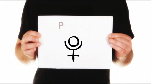 Man holding white message board with text pluto and sign for planet pluto Video stock 45874399