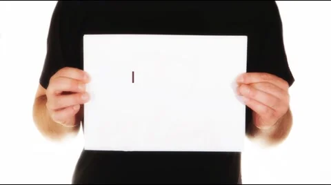 Man holding white paper with text i not for sale Video stock 45850988