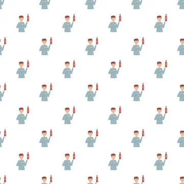 Man holding wine bottle seamless pattern repeating background Stock Illustration