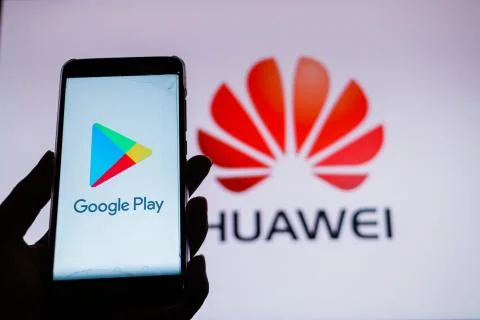 A man holds an android-smartphone Foto stock