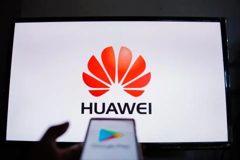 A man holds an android-smartphone Foto stock