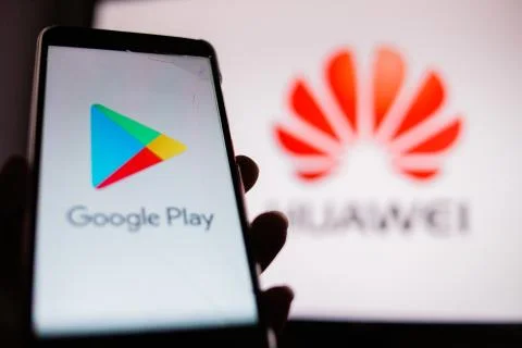 A man holds an android-smartphone Foto stock