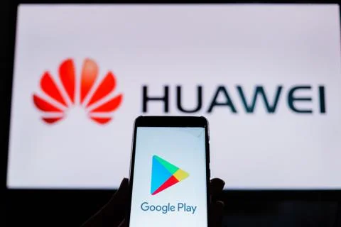 A man holds an android-smartphone Foto stock