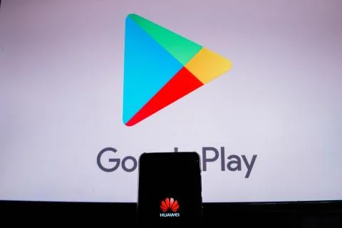 A man holds an android-smartphone Foto stock