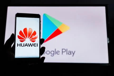 A man holds an android-smartphone Foto stock