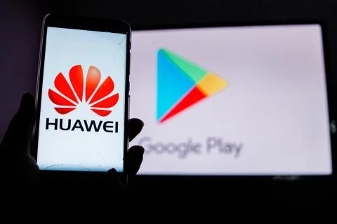 A man holds an android-smartphone Foto stock