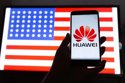 A man holds an android-smartphone Foto stock