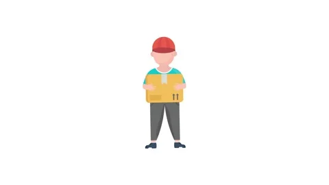 A man holds a box while wearing a red hat, smiling at the camera. Stock Footage 332545152