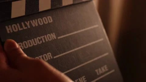 Man Holds Clapboard Video stock 223222443