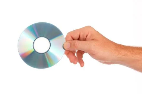 Man holds compakt disc Stock Photos