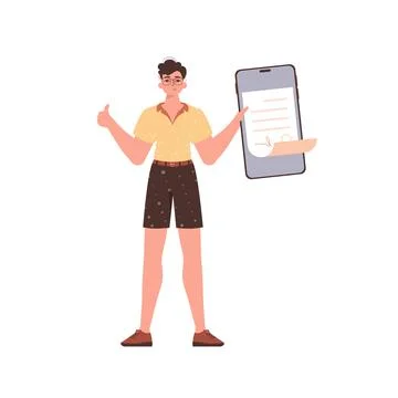 A man holds a contract or document in his hands. Data protection concept. Sma イラスト素材