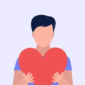 Man holds heart Stock Illustration