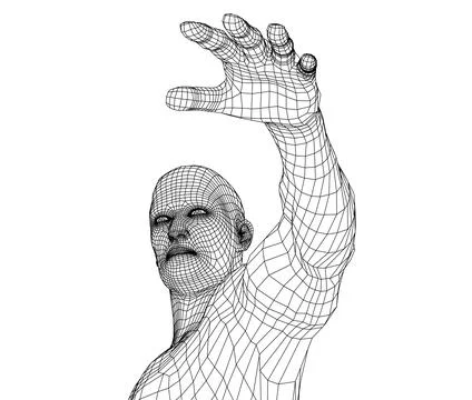 Man holds his hand in front of him Stock Illustration