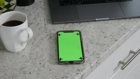 Man holds up iPhone green screen Stock Footage 157515875