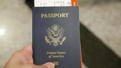 Man holds passport Stock Footage 232872164