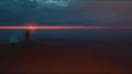 The man holds a red fire stick on the mountain top 4k or 4k+ Resolution