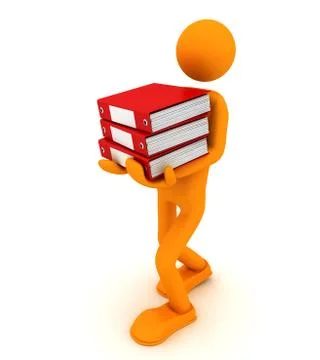 Man holds a stack of folders. Stock Illustration