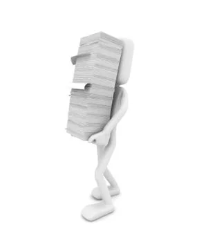 Man holds a stack of papers Stockillustratie