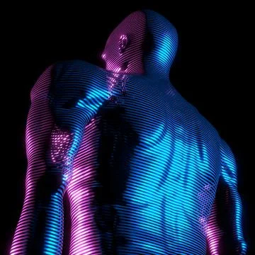 Man hologram - close-up on back - 3D illustration Stock Illustration