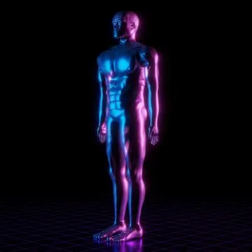 Man hologram - standing model - 3D illustration Stock Illustration