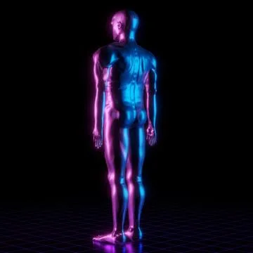 Man hologram - standing model - 3D illustration Stock Illustration