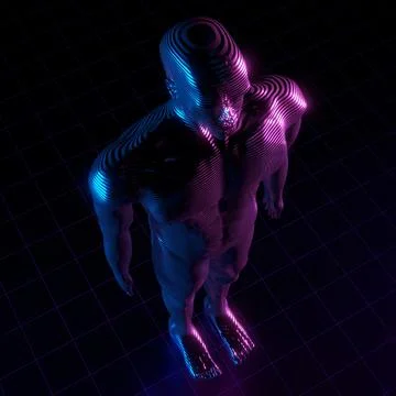 Man hologram - standing model - 3D illustration Stock Illustration