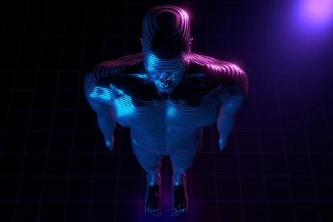 Man hologram - standing model - 3D illustration Stock Illustration