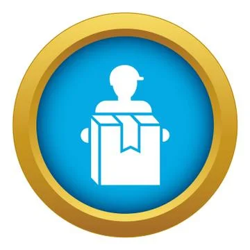 Man home delivery box icon blue vector isolated 스톡 일러스트