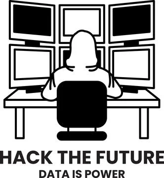 A man in a hoodie is hacking into a computer in the style of sign illustratio Illustrazione stock