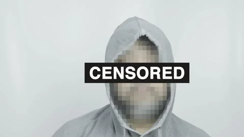 Man in hoodie posing front and side view like suspect with blurred face Stock Footage 311316301