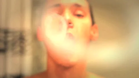 Man hookah smoking defocus Stock Footage 54666548