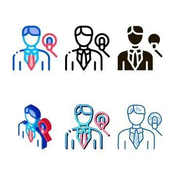 Man host with microphone minimal icon outline Stock Illustration