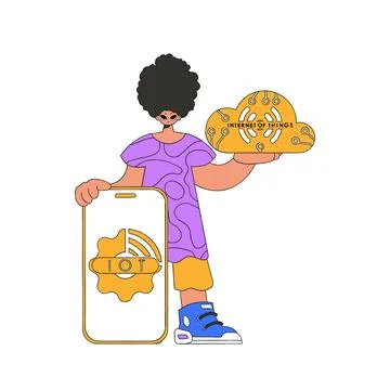 Man hosting server for cloud and Internet of Things solutions. Stock Illustration