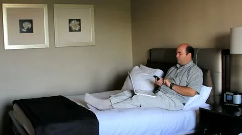 Man hotel computer phone Stock Footage 12656620