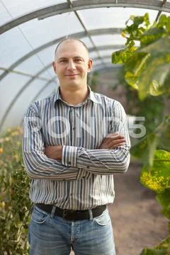 Man in hothouse Stock Photos