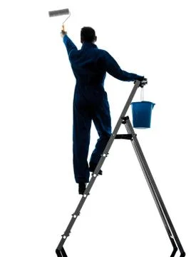 Man house painter worker silhouette Stock Photos