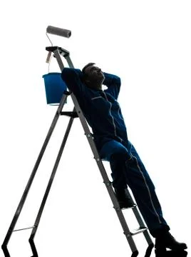 Man house painter worker worker silhouette Stock Photos