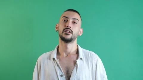 Man Huffing Puffing Gestures Stock Footage 201967482