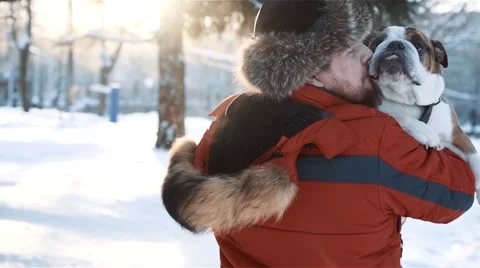 Man hugging his dog Stock Footage 66776435
