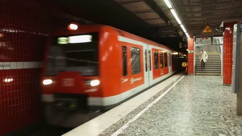 Man in a hurry to catch a metro train Stock Footage 72818717