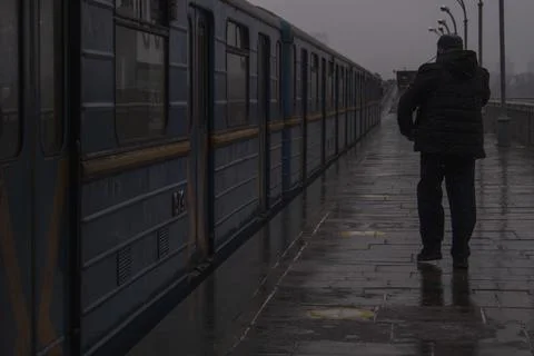 Man hurrying to the train Stock Photos