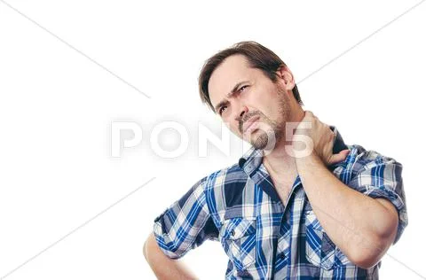 The man is hurt by a neck Stock Photos