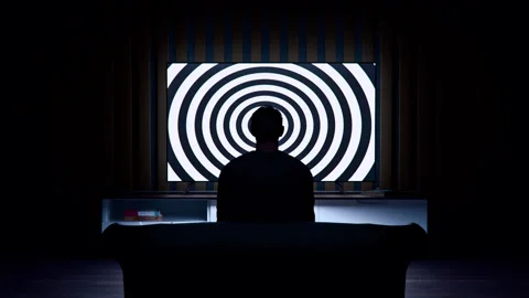 Man Hypnotized in Front of The Television - Brain Wash Stock-Footage 313956502