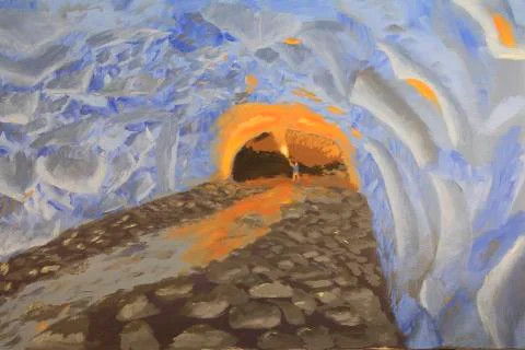 Man in a ice cave Stock Illustration