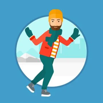 Man ice skating. Stock Illustration