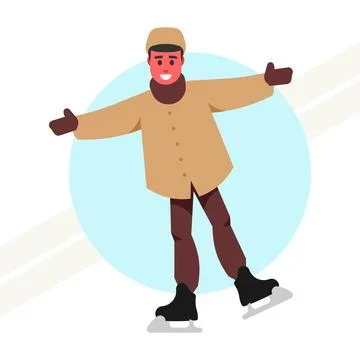 Man-ice-skating Stock Illustration