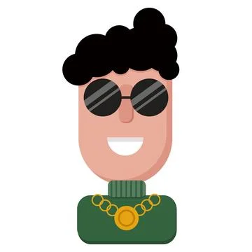 Man icon in flat style. vector. in dark glasses Stock Illustration