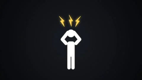 Man Icon Holding Head with Stress and Headache Symbols 4K Stock Footage 339029524