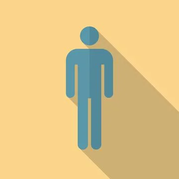 Man icon with long shadow. Flat design style. Illustrazione stock