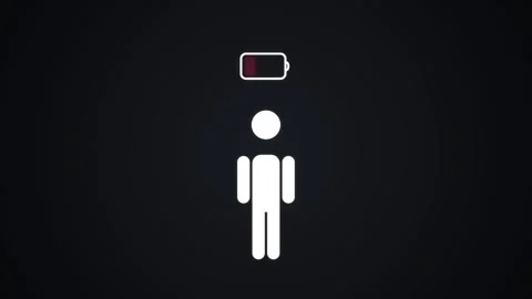 Man Icon with Low Battery Level Showing Tiredness 4K 스톡 동영상 339029522